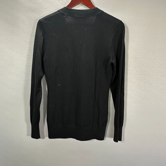 Lady Hathaway Sweater Womens Small Cardigan Black Merino Wool Long Sleeve Button - Picture 8 of 8